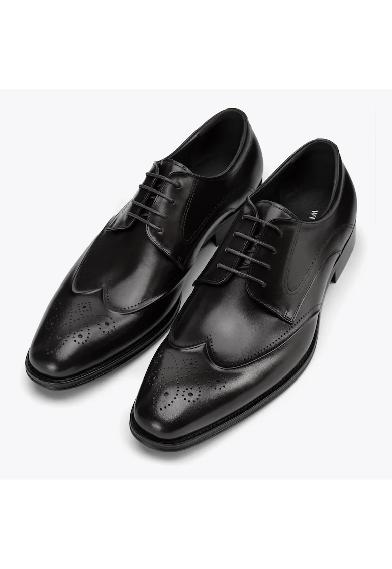 Pantofi barbatesti  model perforatii, piele naturala, negru
