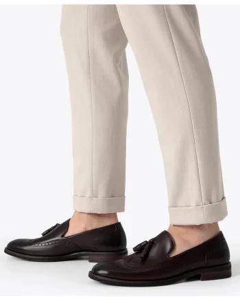 Mocasini barbati,  piele perforata, maro inchis, piele naturala