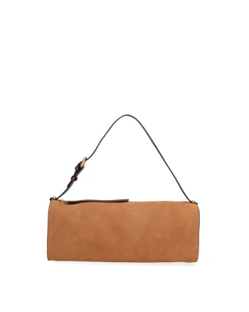 Geanta baguette din piele intoarsa Valoria Chic, Maro