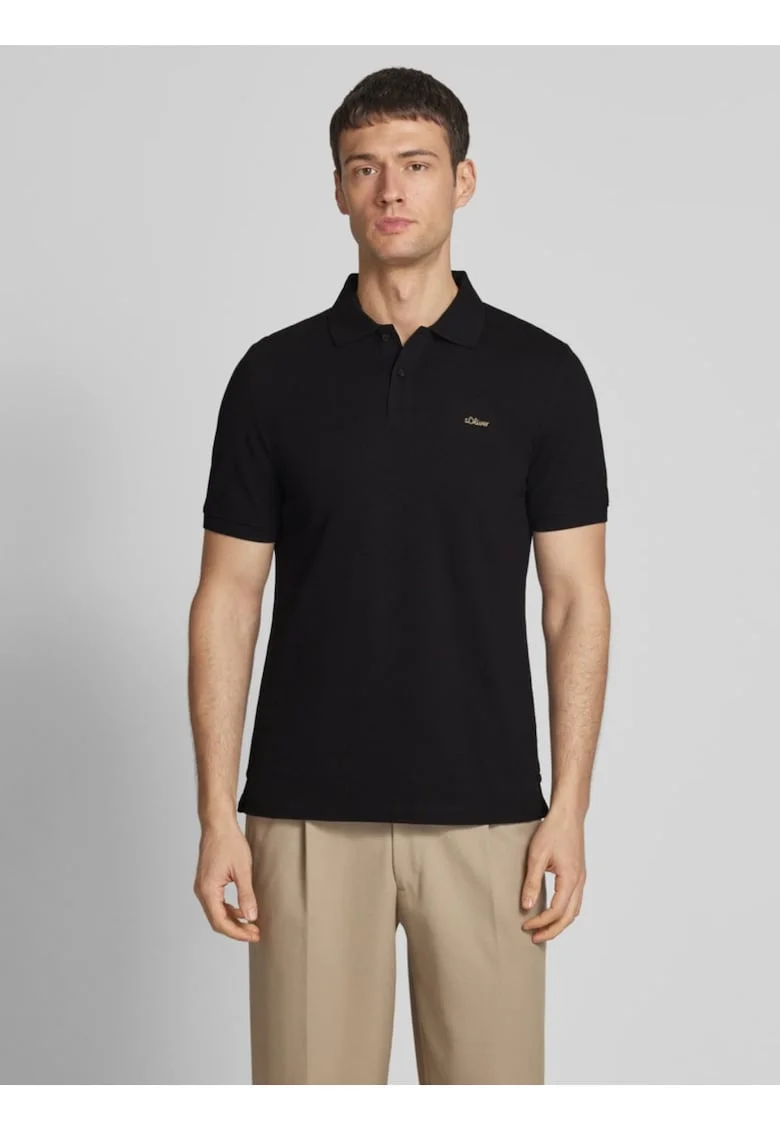 Tricou polo barbati, din 100% bumbac, cu logo, Negru,