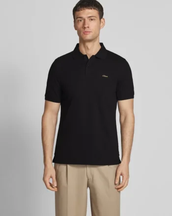 Tricou polo barbati, din 100% bumbac, cu logo, Negru,