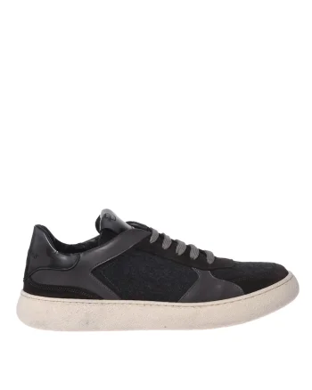 Pantofi sport din piele cu insertii din lana, Gri