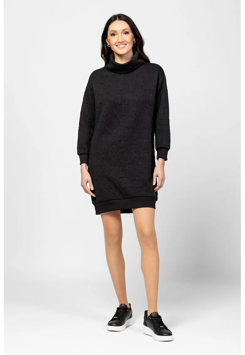 Rochie cu model stantat Vienew, Negru