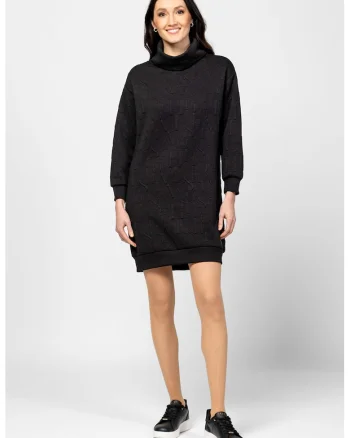Rochie cu model stantat Vienew, Negru