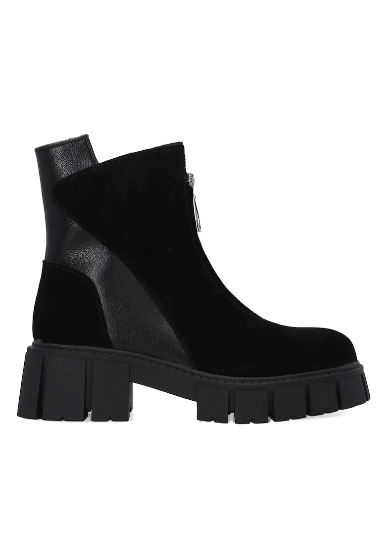 Botine din piele intoarsa cu fermoar