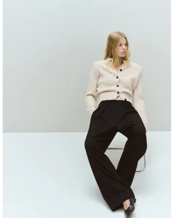 Cardigan tricotat cu nasturi, Bej deschis