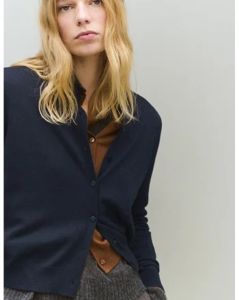 Cardigan cu bumbac si modal, Bleumarin