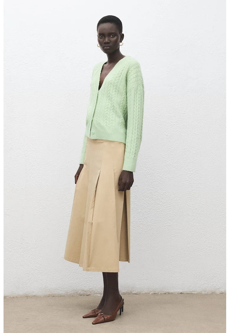 Cardigan din amestec de lana, Verde pal