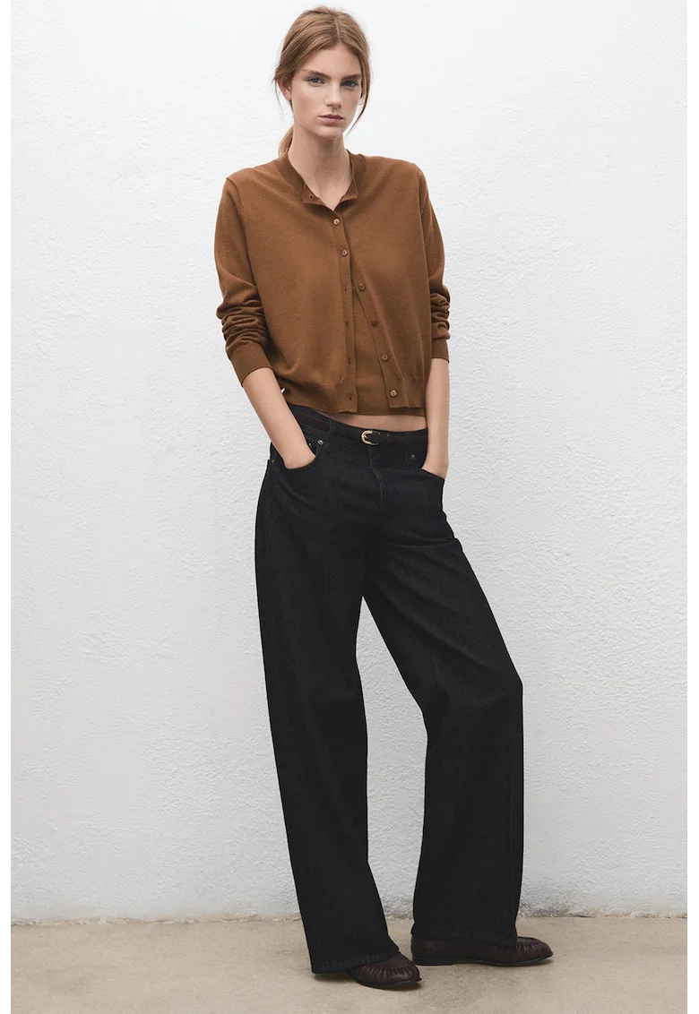 Cardigan cu bumbac si modal, Caramel