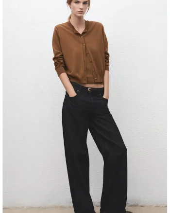 Cardigan cu bumbac si modal, Caramel