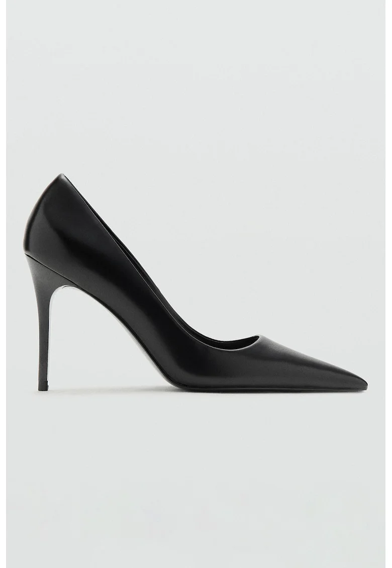 Pantofi din piele ecologica cu toc stiletto, Negru