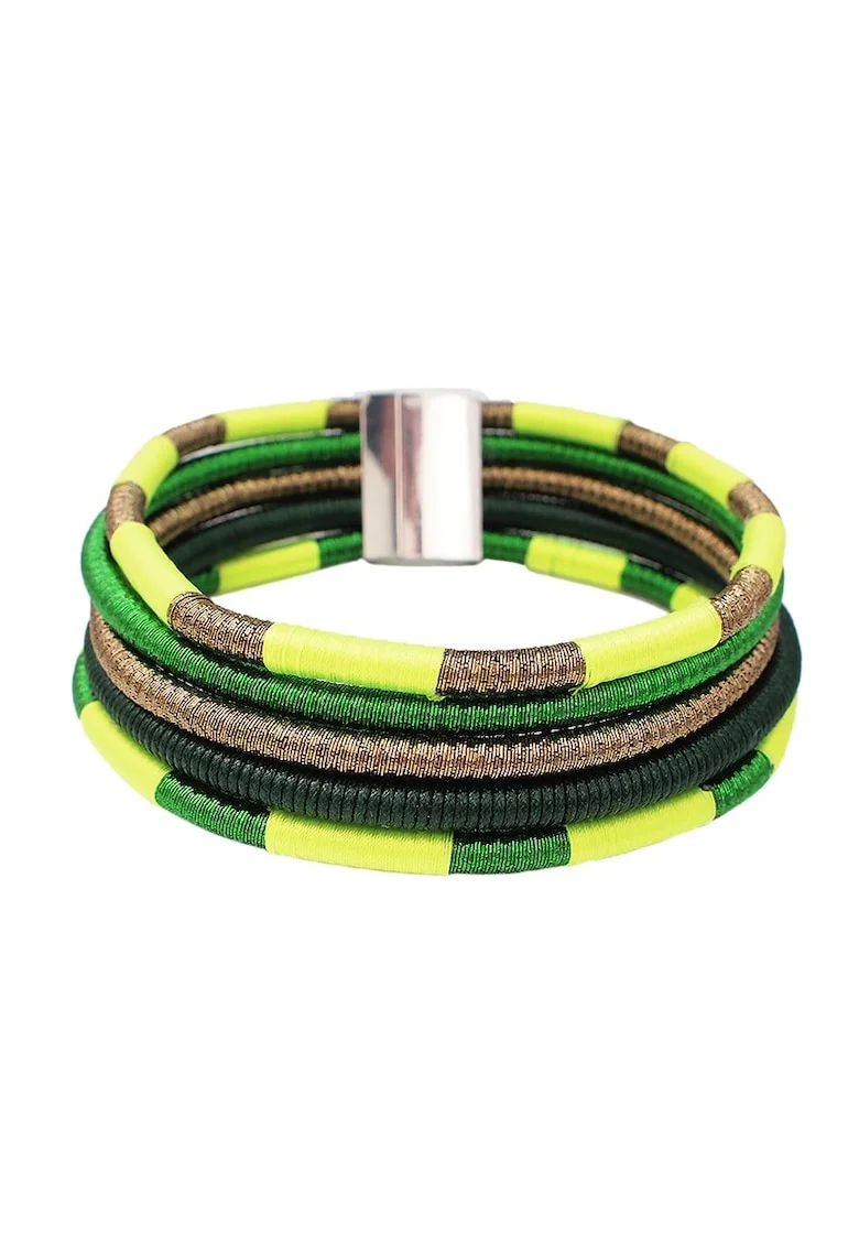 Colier verde, stil african, in 5 straturi, Georgina C8,
