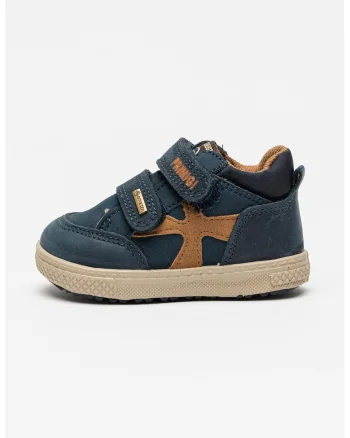 Pantofi sport de piele cu velcro, Bleumarin