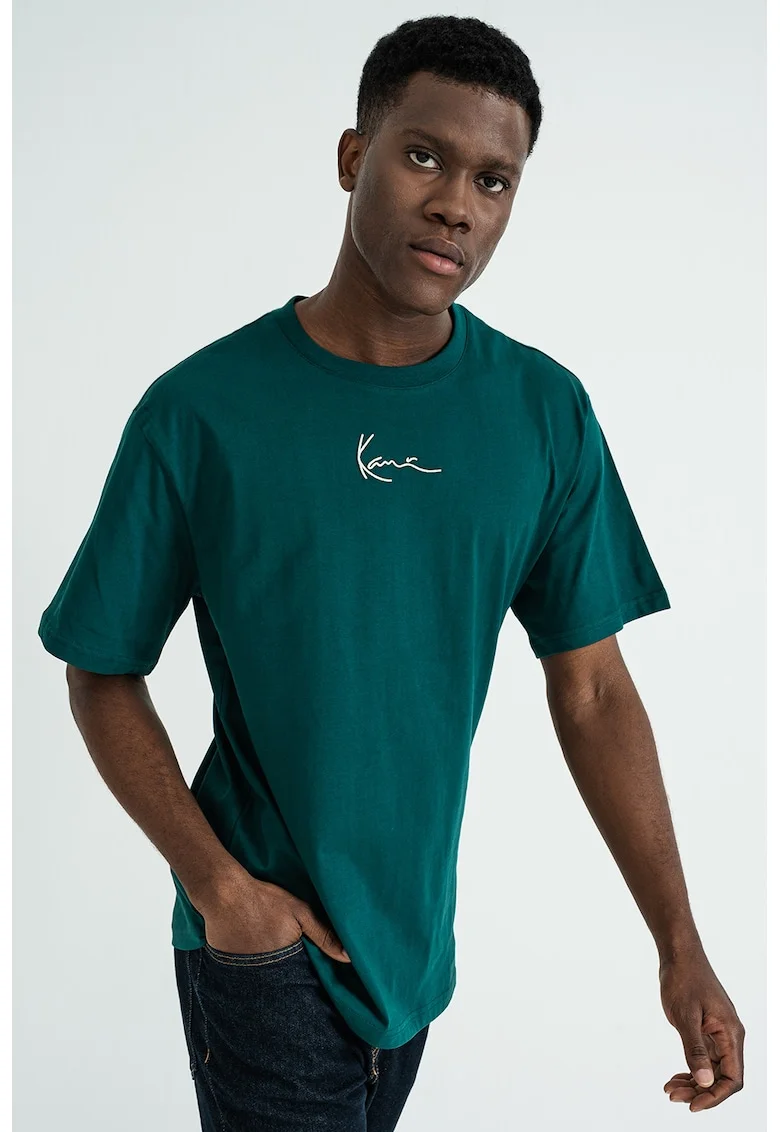 Tricou de bumbac cu logo, Verde