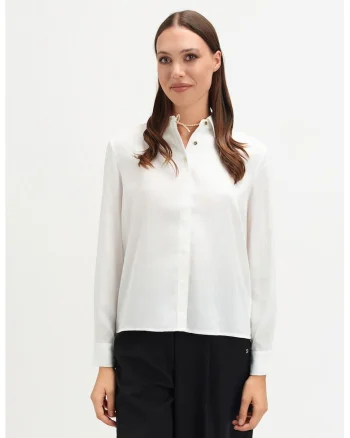 Bluza cu fenta cu nasturi, Alb optic