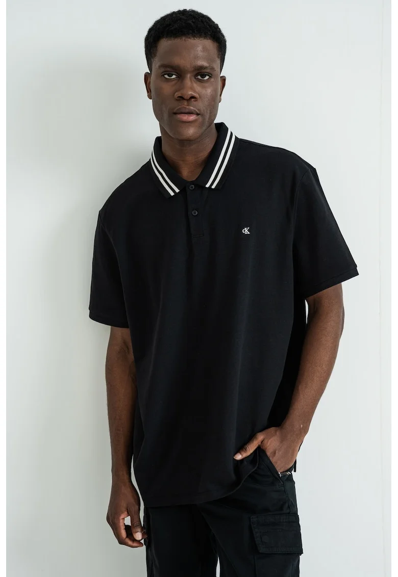 Tricou polo din bumbac, Negru