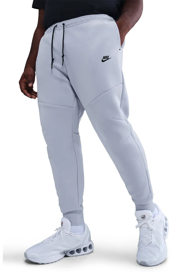 Pantaloni de trening din amestec de bumbac cu talie ajustabilia, Alb murdar