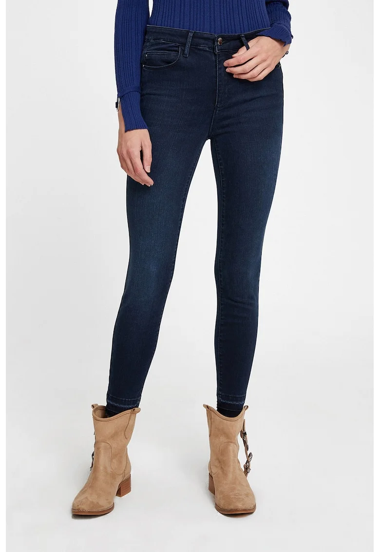 Blugi skinny cu talie medie, Bleumarin