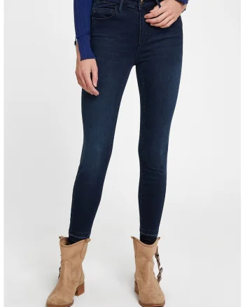 Blugi skinny cu talie medie, Bleumarin