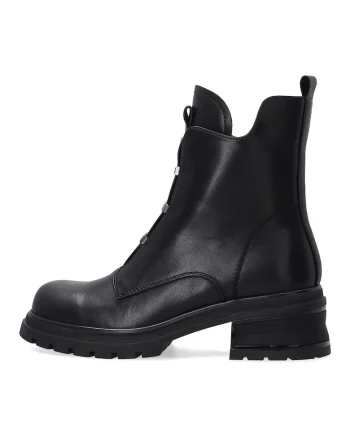 Ghete din piele cu fermoar, Negru
