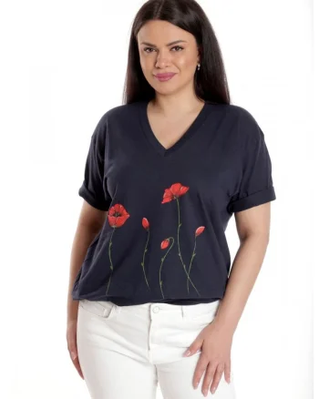 888141919-Bluza Dama, Bleumarin cu Pictura Murala, Bleumarin