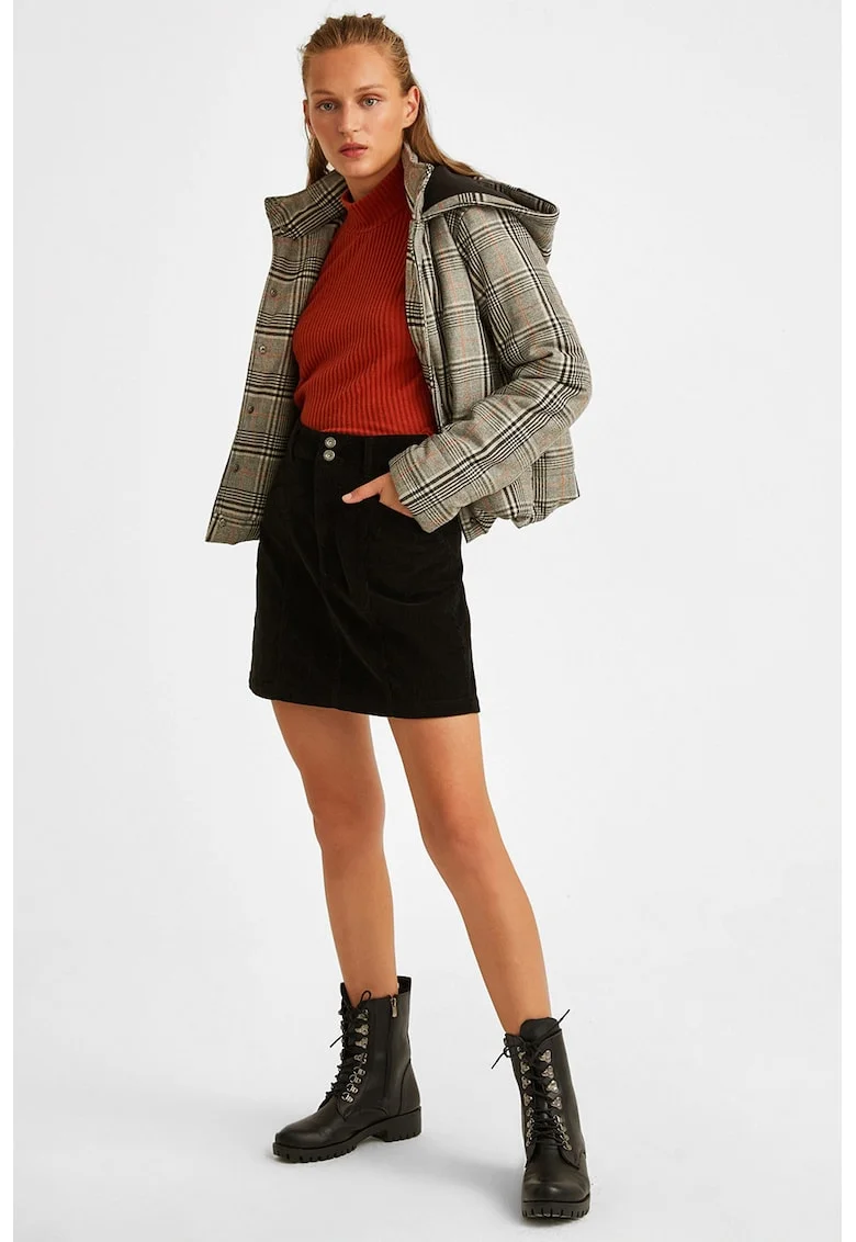 Pulover cu aspect striat si maneci cazute, Rosu