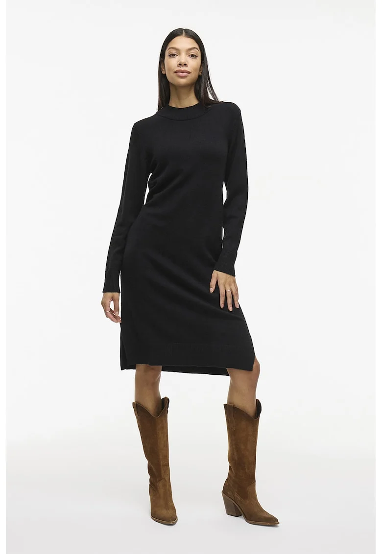 Rochie midi tricotata, Negru