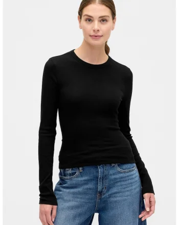 Bluza striata cu decolteu la baza gatului, Negru