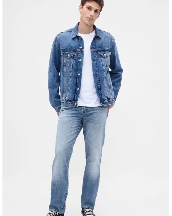 Blugi relaxed fit cu croiala dreapta, Albastru