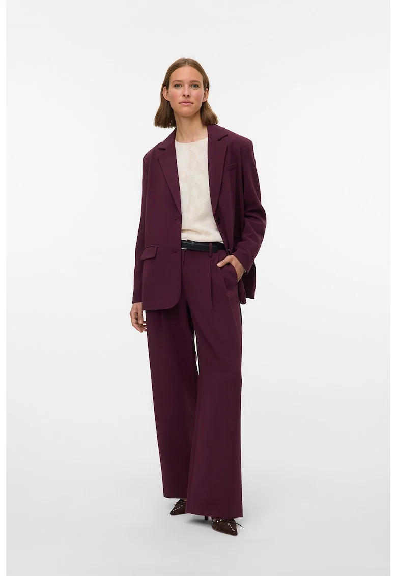 Pantaloni cu croiala ampla si pensa, Violet tyrian
