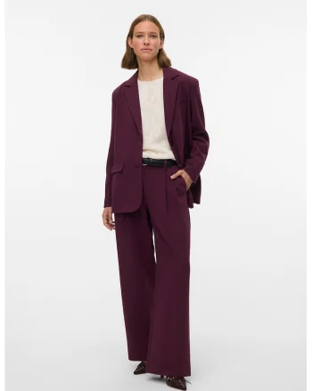 Pantaloni cu croiala ampla si pensa, Violet tyrian