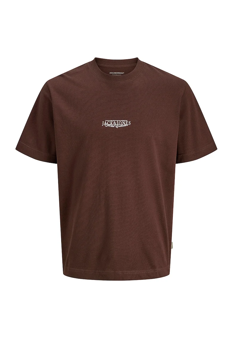 Tricou din bumbac cu imprimeu etnic, Maro inchis/Gri