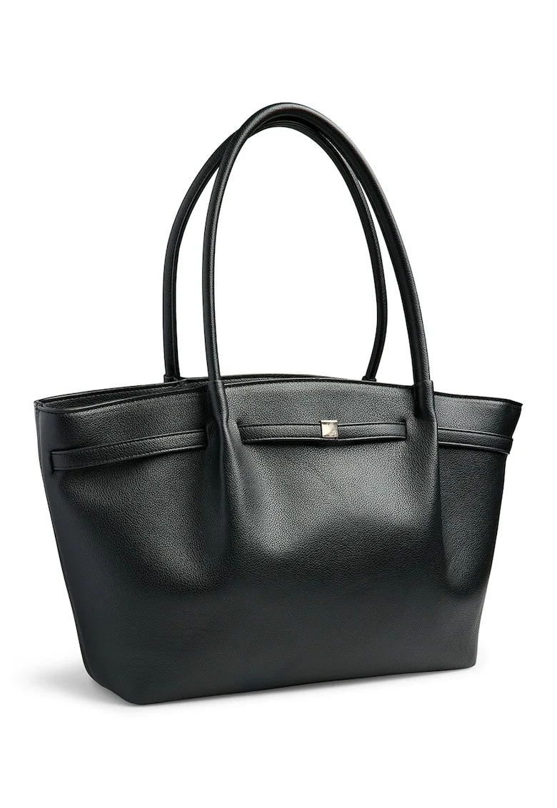 Geanta shopper din piele ecologica, Negru