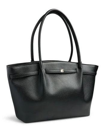 Geanta shopper din piele ecologica, Negru