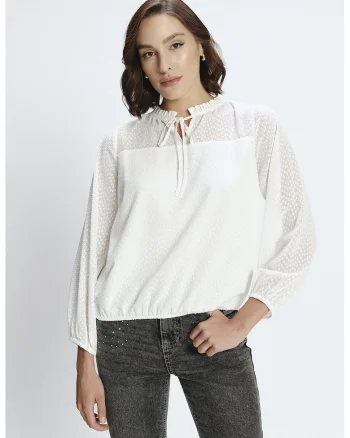 Bluza cu maneci trei sferturi, Alb murdar
