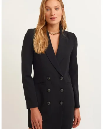 Rochie-sacou cu doua randuri de nasturi, Negru