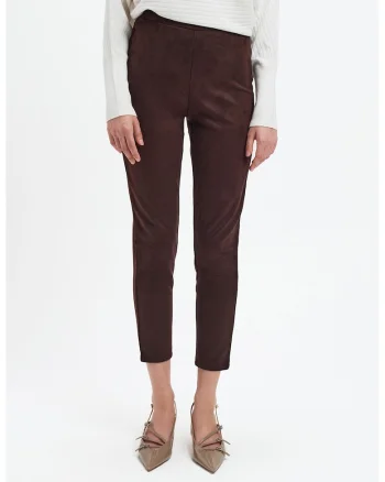 Pantaloni slim fit cu talie inalta, Rosu inchis