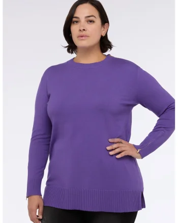 Pulover uni cu mansete cu fermoar, Violet