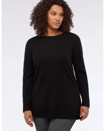 Pulover uni cu mansete cu fermoar, Negru