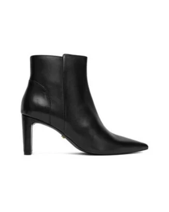 Botine dama  negru, piele naturala, cu fermoar, ascutit