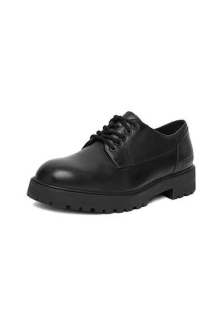 Pantofi barbati  model EO-ANTON-01, piele naturala, negru, sireturi rotunde