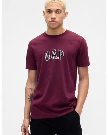 Tricou de bumbac cu logo, Visiniu