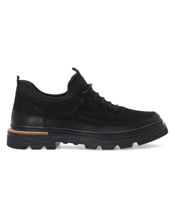 Pantofi sport din piele nabuc cu profil jos