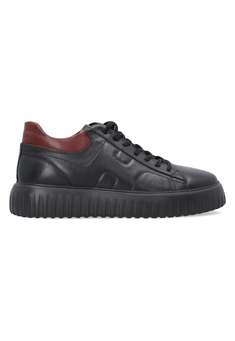 Pantofi sport wedge din piele naturala cu talpa cu striatii