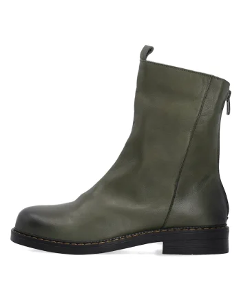 Botine din piele uni cu fermoar