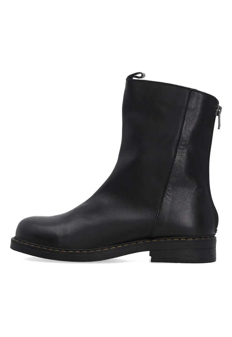 Botine negre din piele neteda cu fermoar
