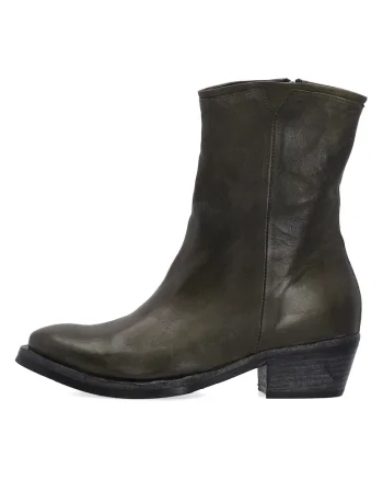 Botine din piele cu toc masiv si fermoar