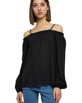 Bluza cu decolteu pe un umar, Negru