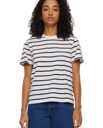 Tricou cu decolteu rotund, Negru/Alb optic