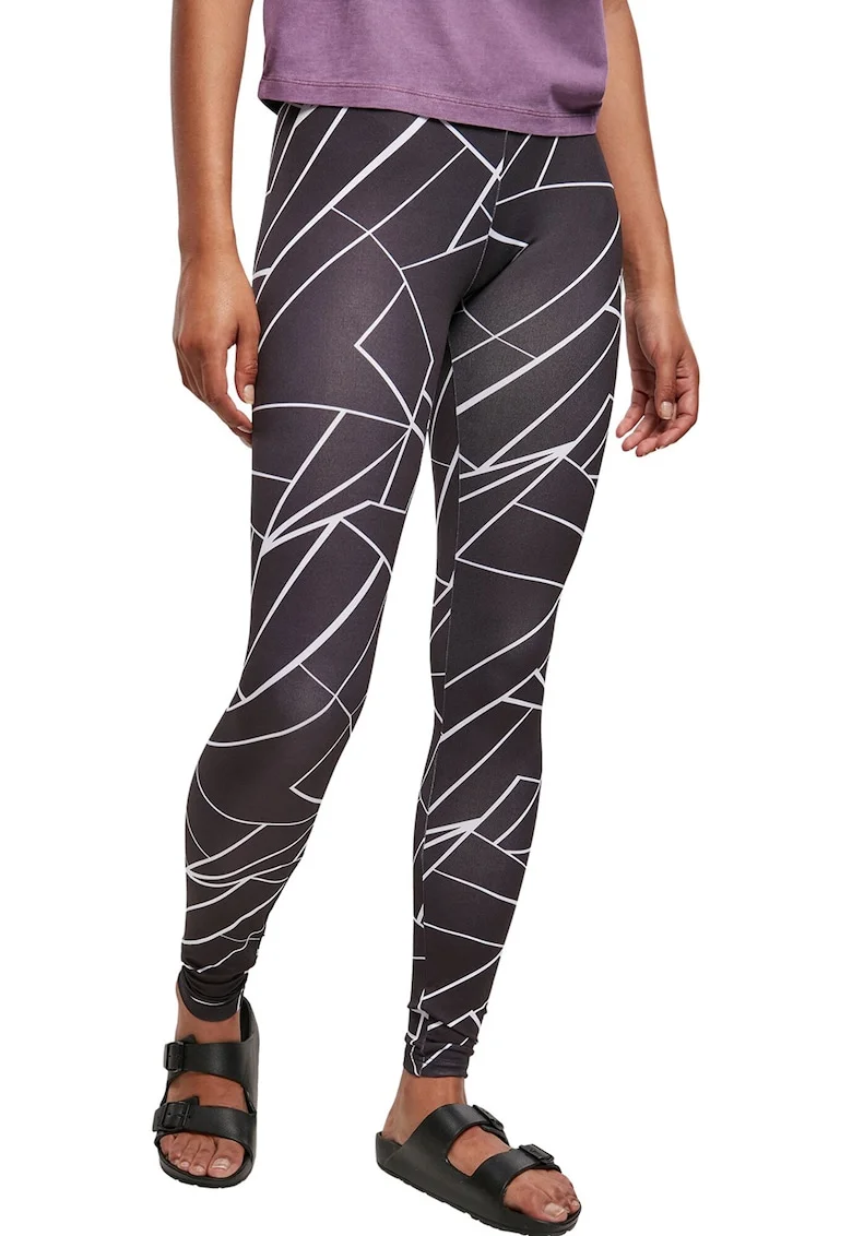Colanti cu talie inalta si model, Alb/Negru stins